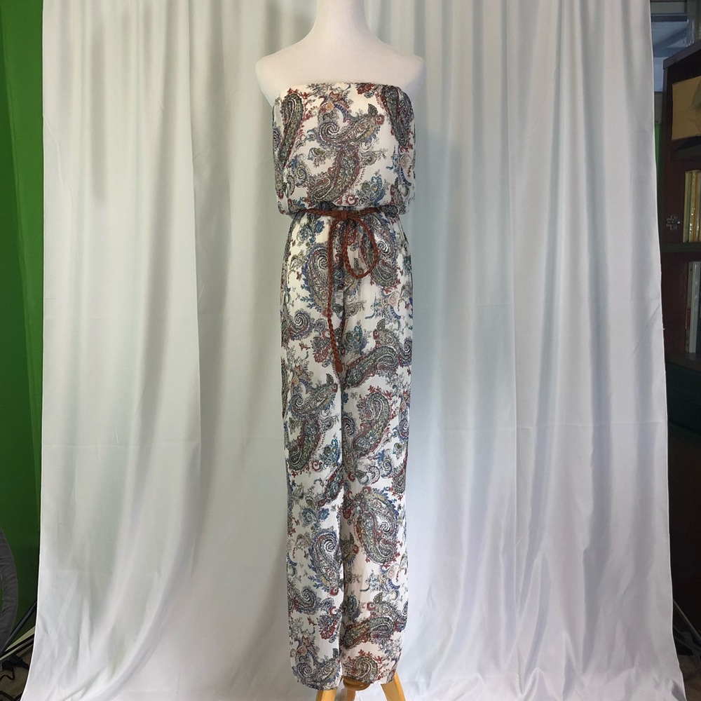 COMING SOON! Strapless Paisley Belted Jumpsuit